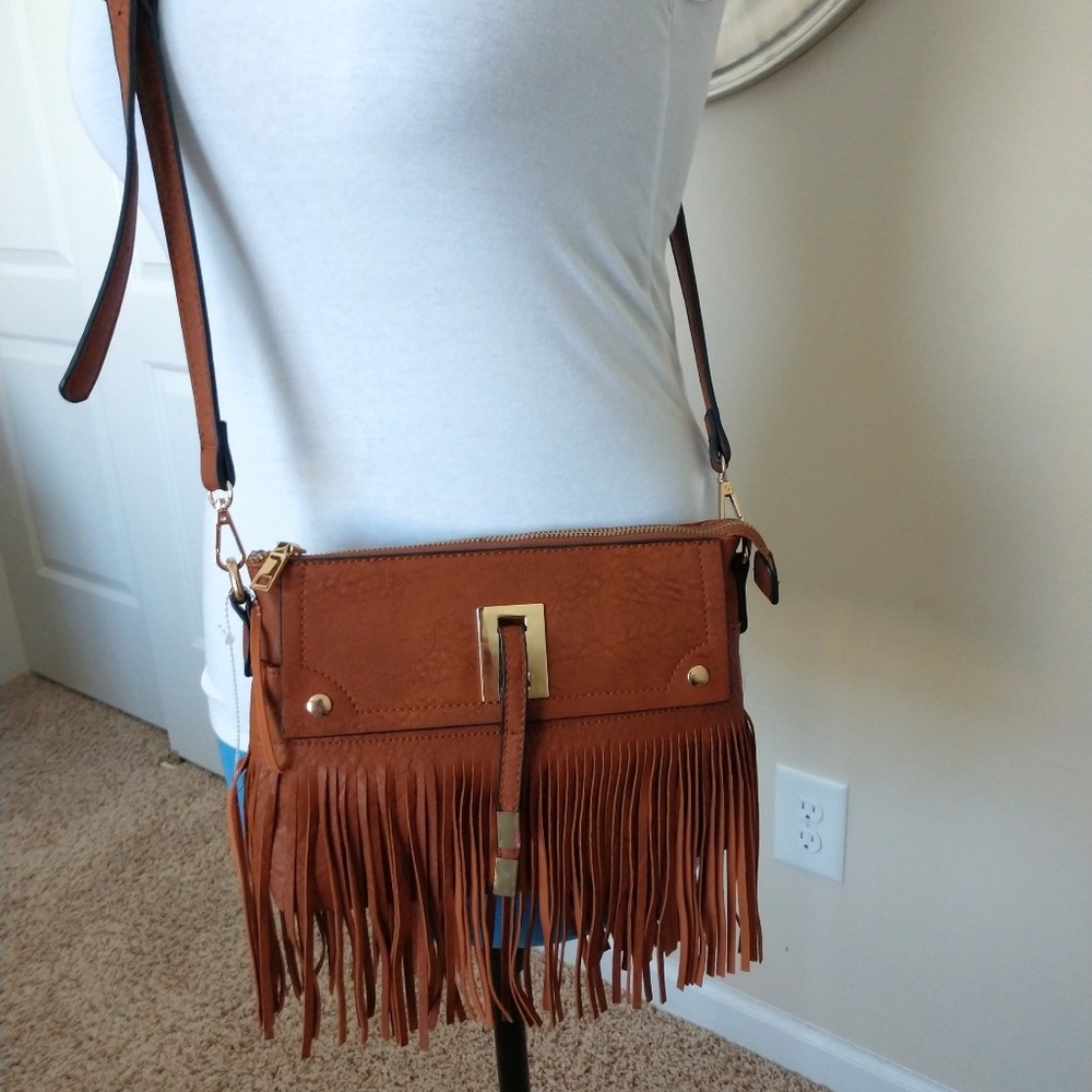 Boho Hippie Honey Brown Crossbody Bag